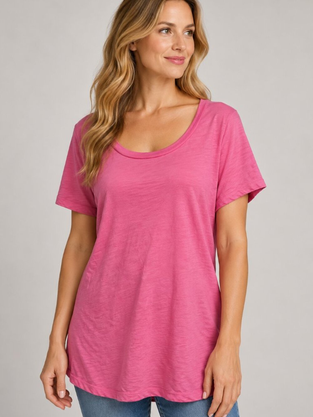 Mossimo Supply Co Pink Slub Knit Tunic Tee Relaxed Casual Basic